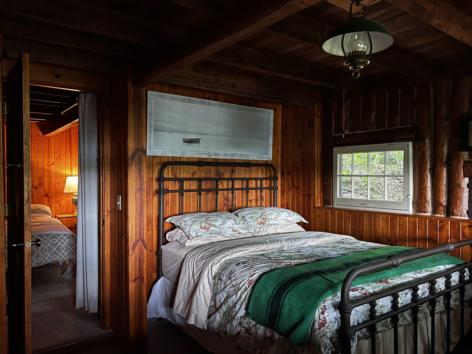 Bedroom with iron bed frame