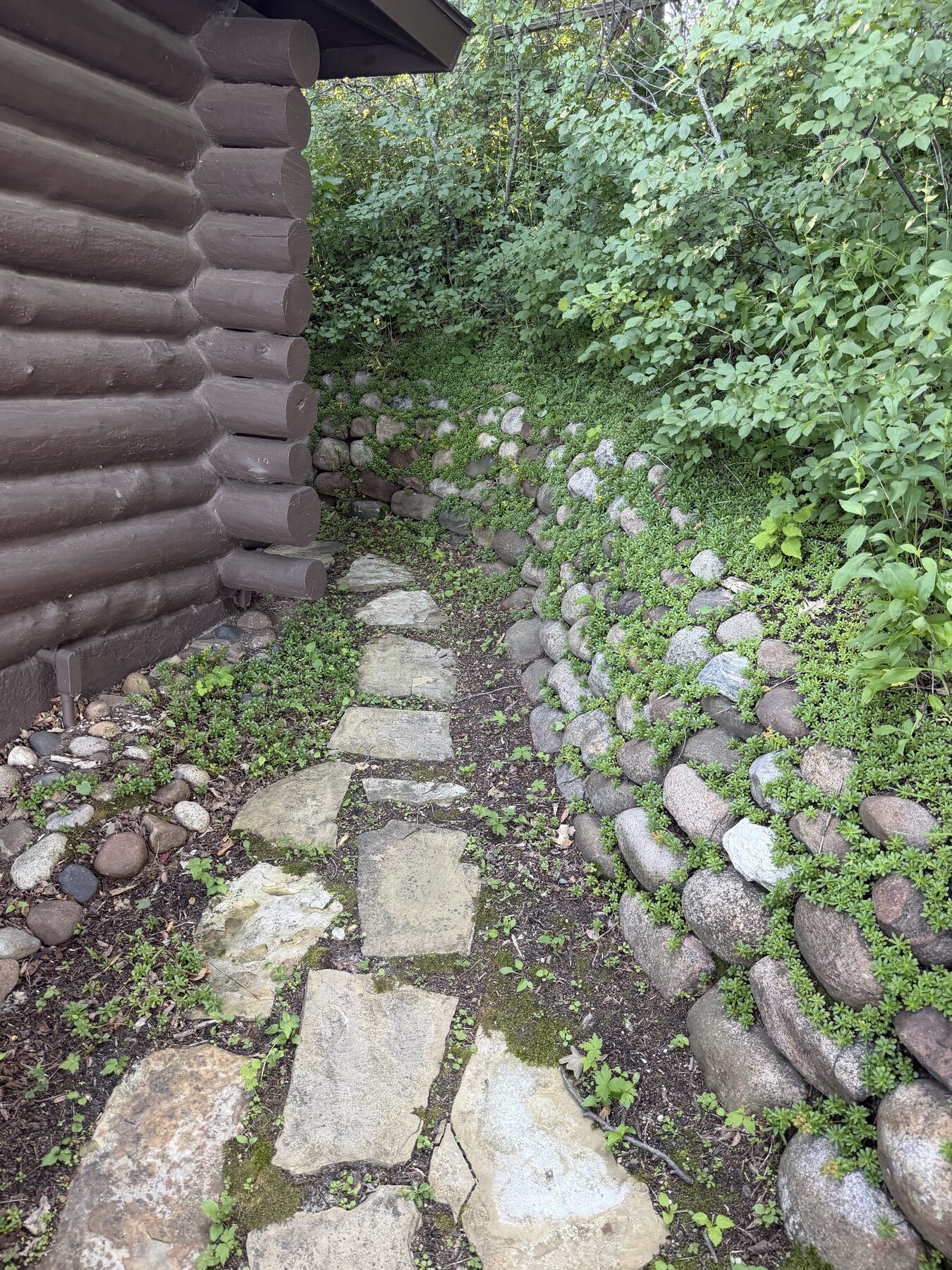 Stone path around the cottage